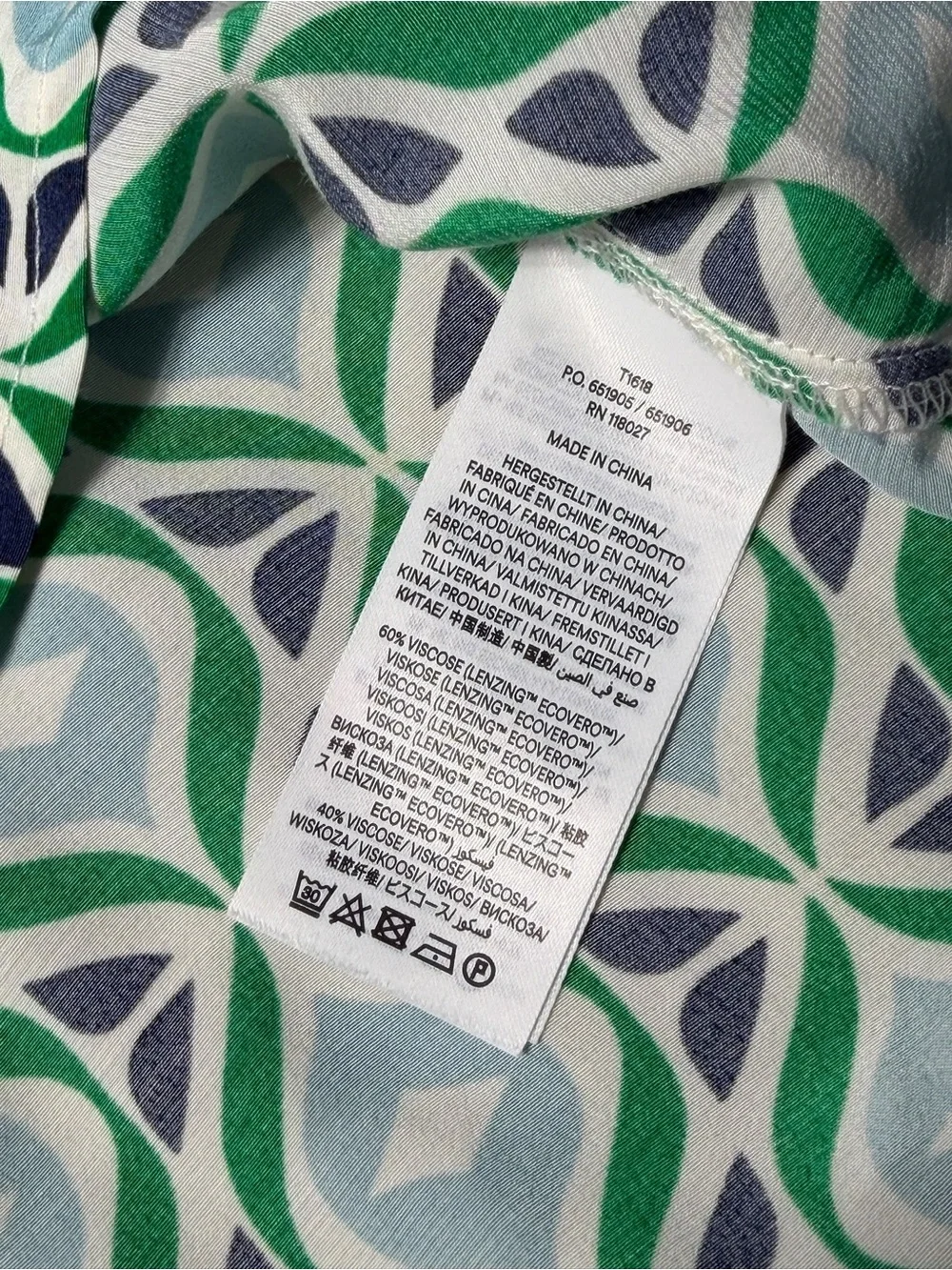 Boden Green Diamond Wave Easy Printed Blouse Top Womens 6 - Picture 6 of 9